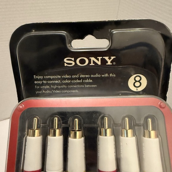 NEW Sony Composite Video & Audio Cables 8ft VMC-824T Double Shielded Gold Plated - Picture 4 of 7